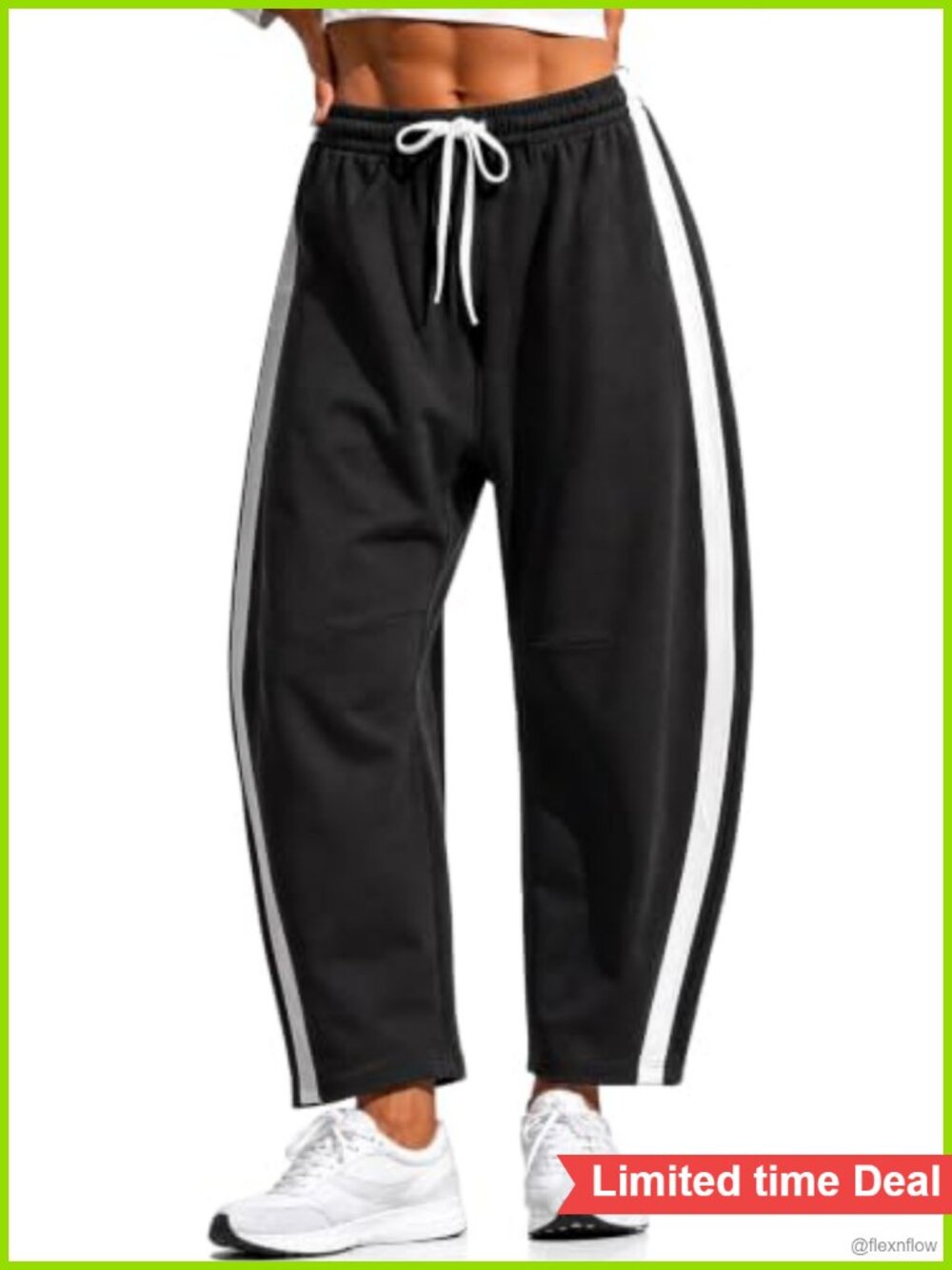 EXLURA Cotton Barrel Sweatpants Drawstring Wide Leg Track Trousers